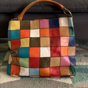 Patchwork leather hobo bag